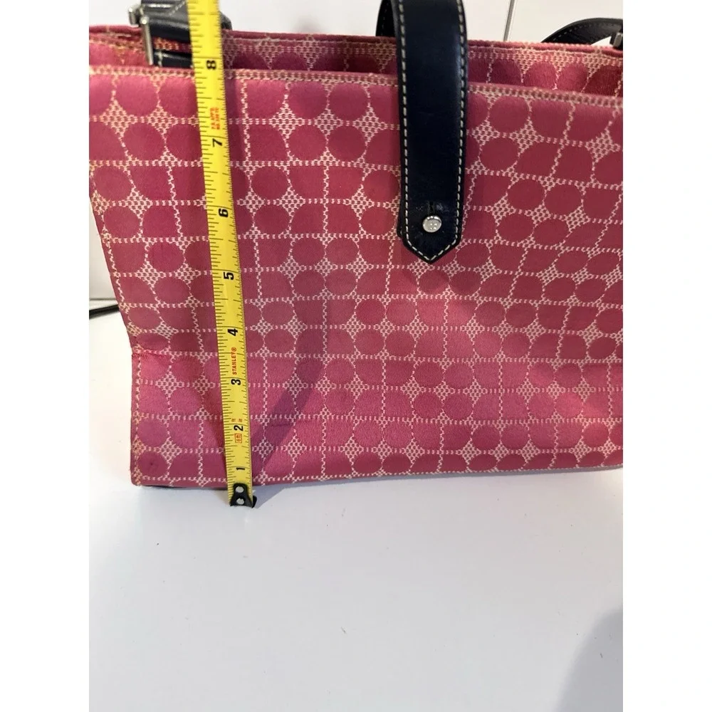 Kate Spade Vintage Pink Logo Print Handbag Purse Black Trim‎ 1
